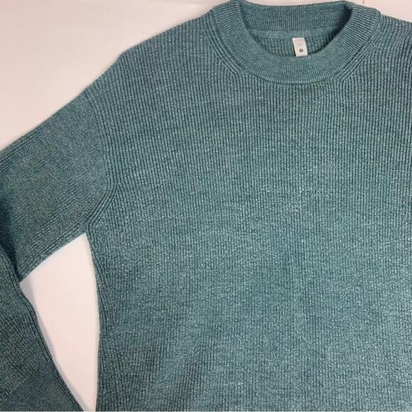 Lululemon womens size 10 merino wool sweater green knit pullover crew neck tide - Picture 4 of 10